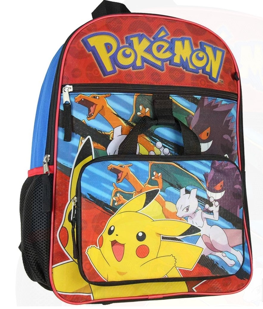 Pikachu, Charizard and Mewtwo Backpack 5-Piece Set